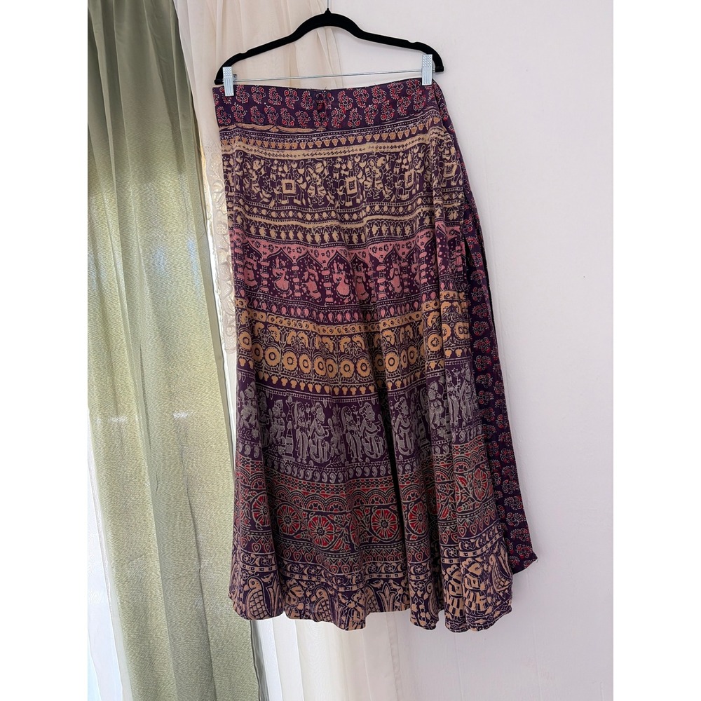 Jamsons Wrap Skirt Womens 38 Waist Purple Hippie Pirate Patchwork Maxi Cotton
